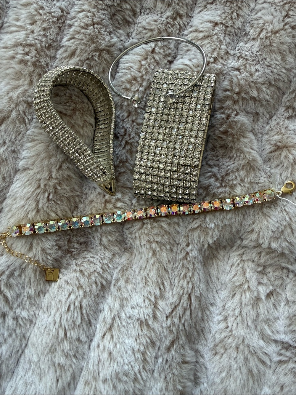 Crystal Rhinestone Bracelet in Clear Gold Tone - Women Jewelry